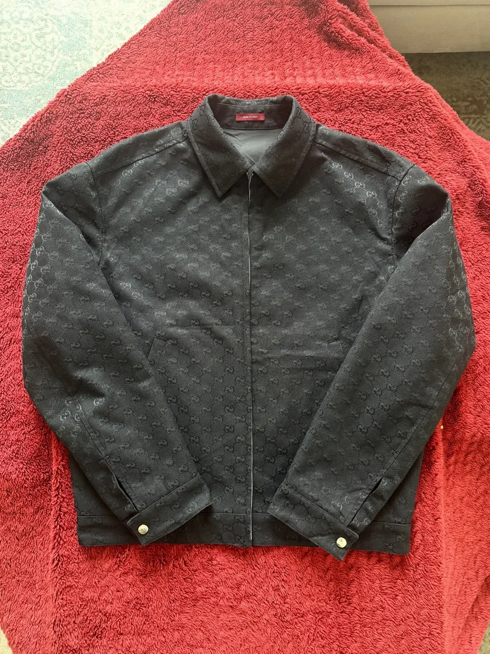 Reversible Gucci Black Canvas GG Jacquard and Nylon Zip-Front Jacket